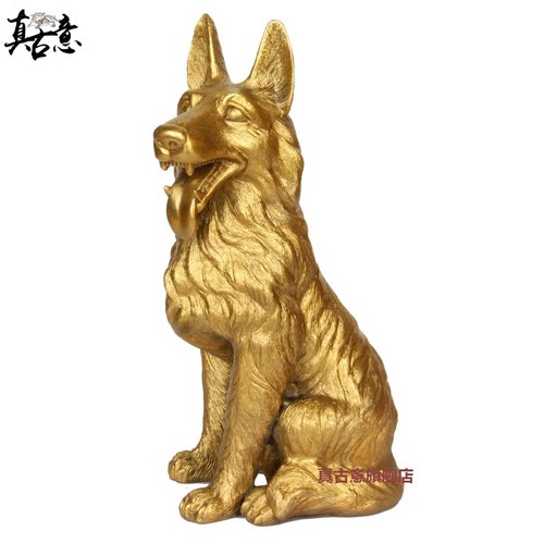 真古意 黄铜狗摆件铜狗摆件生肖狗摆件铜狗家居装饰品 - 图0