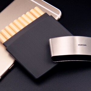 Stelton不锈钢烟盒10支装男女金属香菸便携迷你烟盒个性生日礼物