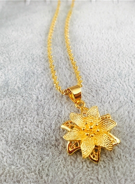 仿真女花朵沙金欧币结婚掉色吊坠