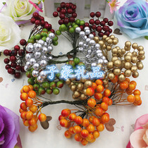 Emulated flower emulated fruit cherry DIY flower ring with flower brooch wrist flower festive sugar box decorative material 20 roots