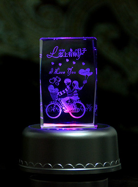 同学老婆七夕节水晶摆件送男女