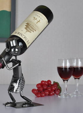 铁艺大厨师酒架人物酒具创意金属手工艺品家居摆件餐厅装饰品包邮