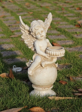 欧式风树脂天使烛台软装结婚礼品