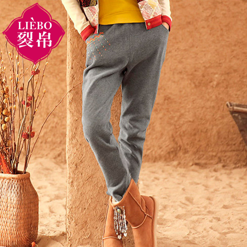 裂帛2020春季新款哈伦绣花长裤子 裂帛立天休闲裤