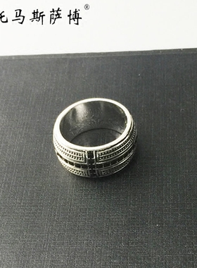 托马斯萨博黑钻铆钉925银指环