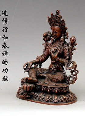 纯铜绿度母供奉摆件佛像