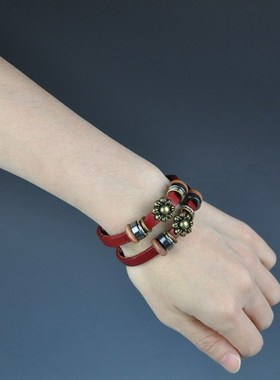 真皮日韩风复古情侣饰品手环