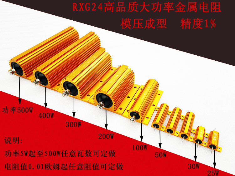 RXG24大功率金属电阻器10W25W50W100W150W200W300W500W1000W瓦-图1