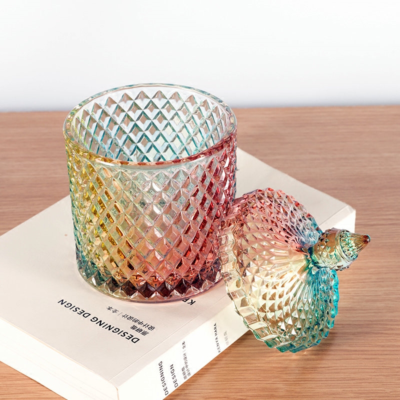 水晶消磁碗琉璃彩色玻璃糖缸糖果罐零食盘茶几客厅摆件调味罐
