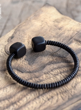 非鱼之家黑檀木手镯女情侣款原创