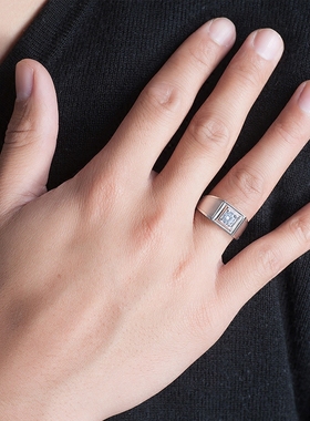 纯银镀18k白金仿真生日礼物戒指