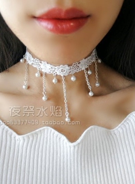 唯美风花朵伴娘约会蕾丝项链