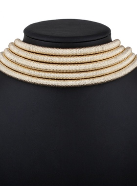 欧美大牌时尚夸张多层编织女项链choker颈饰链 necklace women