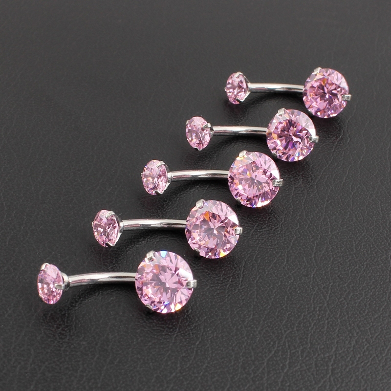 肚脐钉内螺纹全不锈钢防过敏夹双锆石圆形不过敏医用钢粗杆的脐环,淘宝优惠券,粉丝福利购,淘宝优惠卷