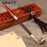 Старый стиль чистый медный сухой дым мешок для котла мужчина из сандалового дерева с твердым деревом с твердым деревом Длинной агат рот табак, дым с борьбой с табаком