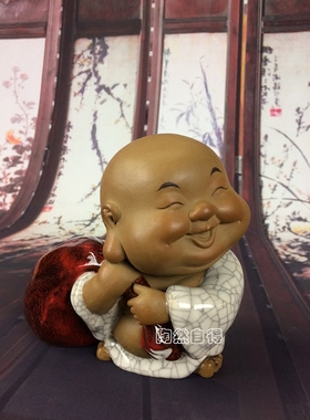 人物小和尚陶瓷石湾公仔家居摆设