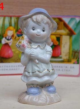 陶瓷可爱风男女娃娃儿童房小摆件