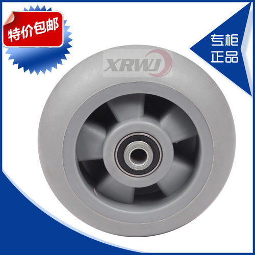 6*2弹力橡胶轮轮片/150MM静音双轴承/加重型万向轮/弹力胶脚轮子 - 图0