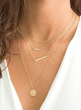 美国包金注金基础极简风毛衣链