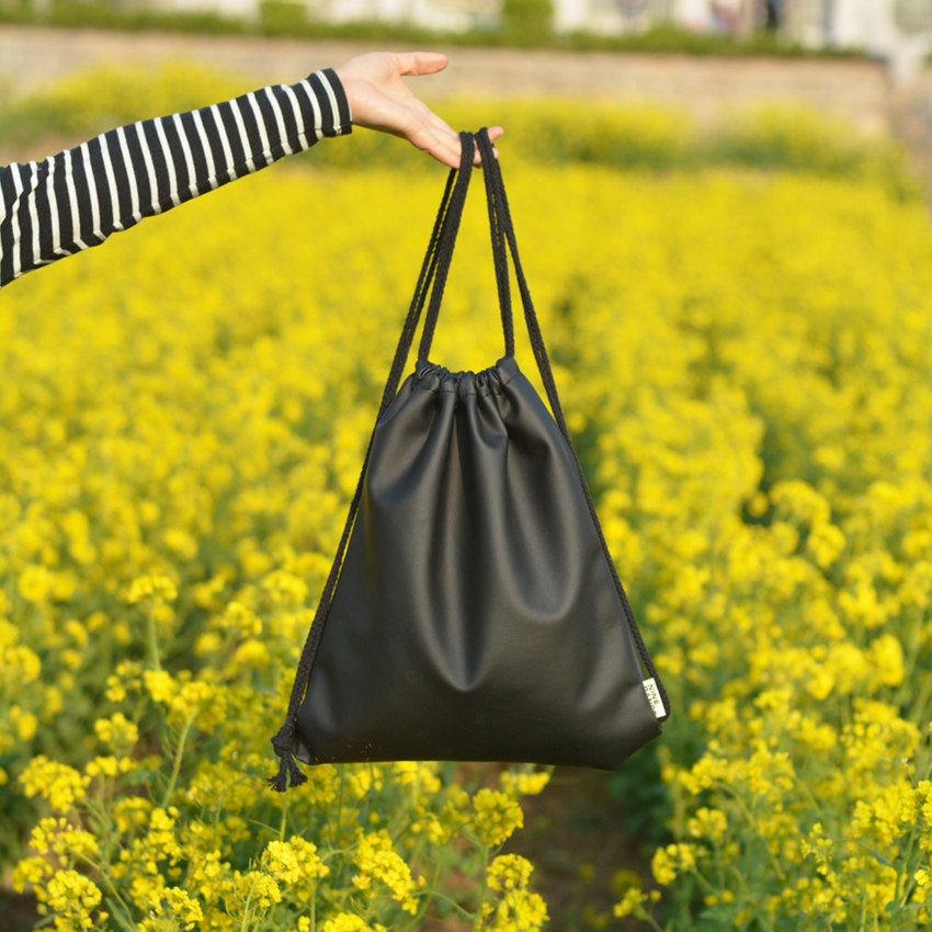 超赞达夫尔包PU仿皮哑光双层抽绳双肩包防水复古束口袋旅行背包,淘宝优惠券,粉丝福利购,淘宝优惠卷