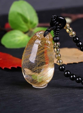 天然铜发晶同心锁吊坠项链