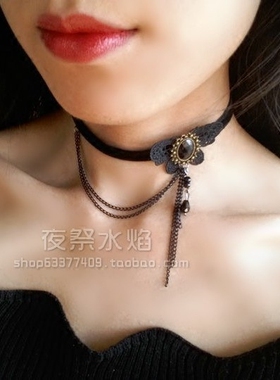 choker欧美镂空蝴蝶水晶流苏项链