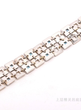 庭院设计师纯银蓝色托帕石手链