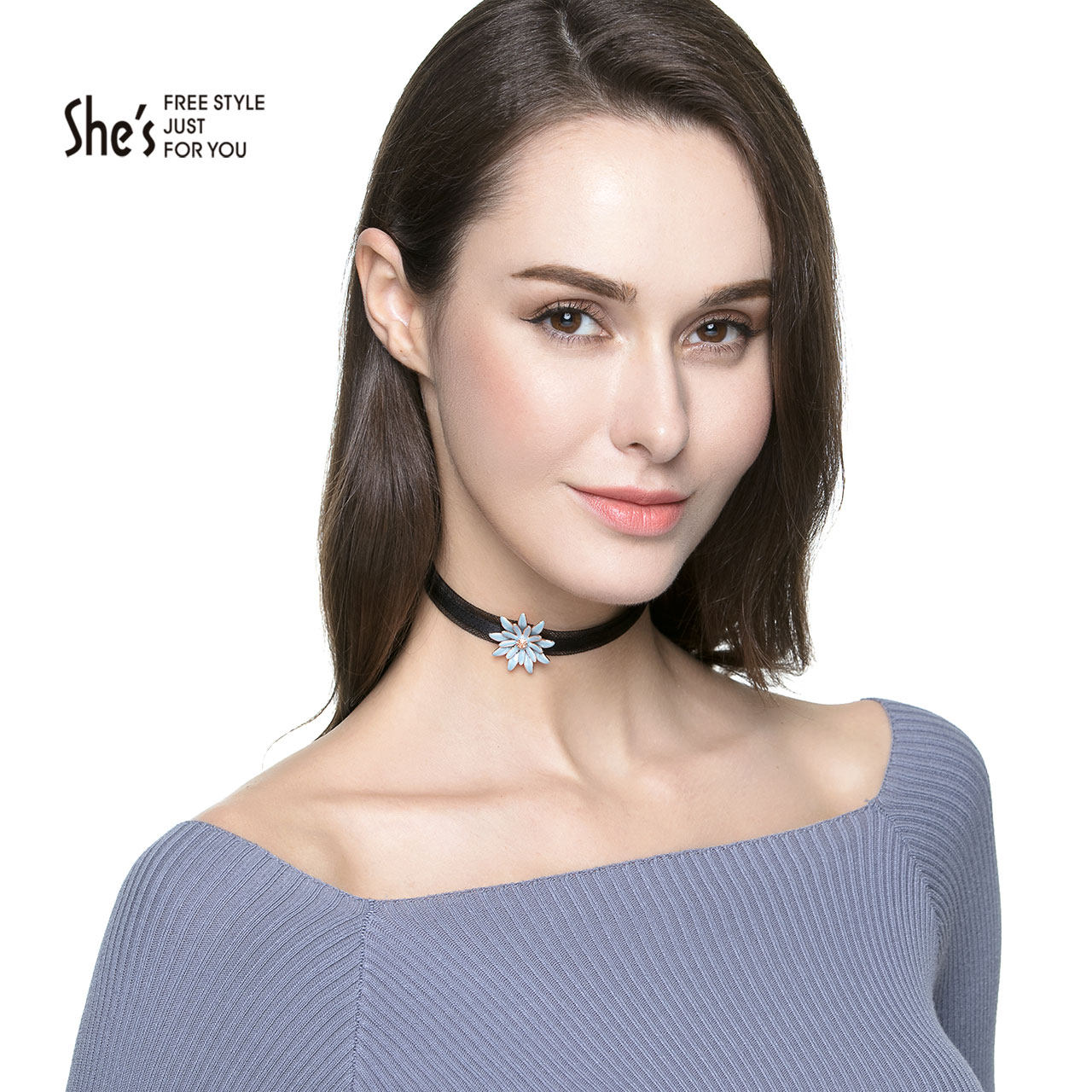 shes首饰品手工滴油雏菊女短项链 shes饰品项链