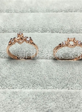 s925纯银镀18k白金镶嵌尾戒戒指