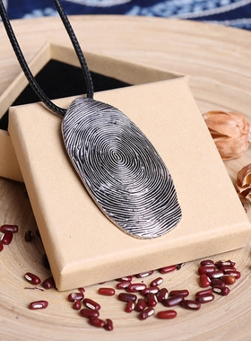 文艺复古年轮指纹项链 民族风毛衣链长款毛衣挂件棉麻配饰吊坠女