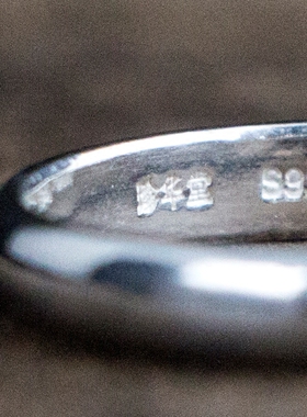 手工经典款光面刻字情侣戒指定制