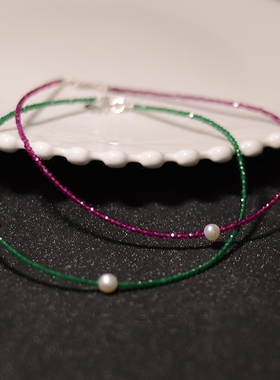 绿宝石原创手工天然淡水珍珠颈链