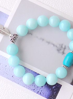 天然绿松石水晶手链包邮