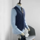 Động vật có xương sống nam châu Âu và châu Mỹ Retro Slim Vest sọc xanh nhạt Phong cách kinh doanh hàng ngày Vest nam cơ bản - Dệt kim Vest