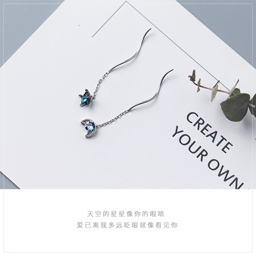 Милый волнистый голубой бриллиант, серьги, серебро 925 пробы, японские и корейские