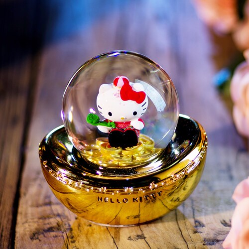 JARLL水晶球KITTY招財进宝摆件金如意送女生小朋友闺蜜送生日礼物 - 图1