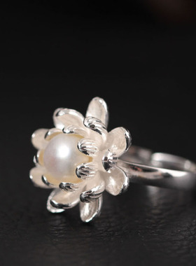 原创设计风纯天然淡水珍珠戒指