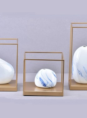 新中式现代艺术品摆m件创意铁艺陶瓷工艺品样板房客厅玄关软装饰
