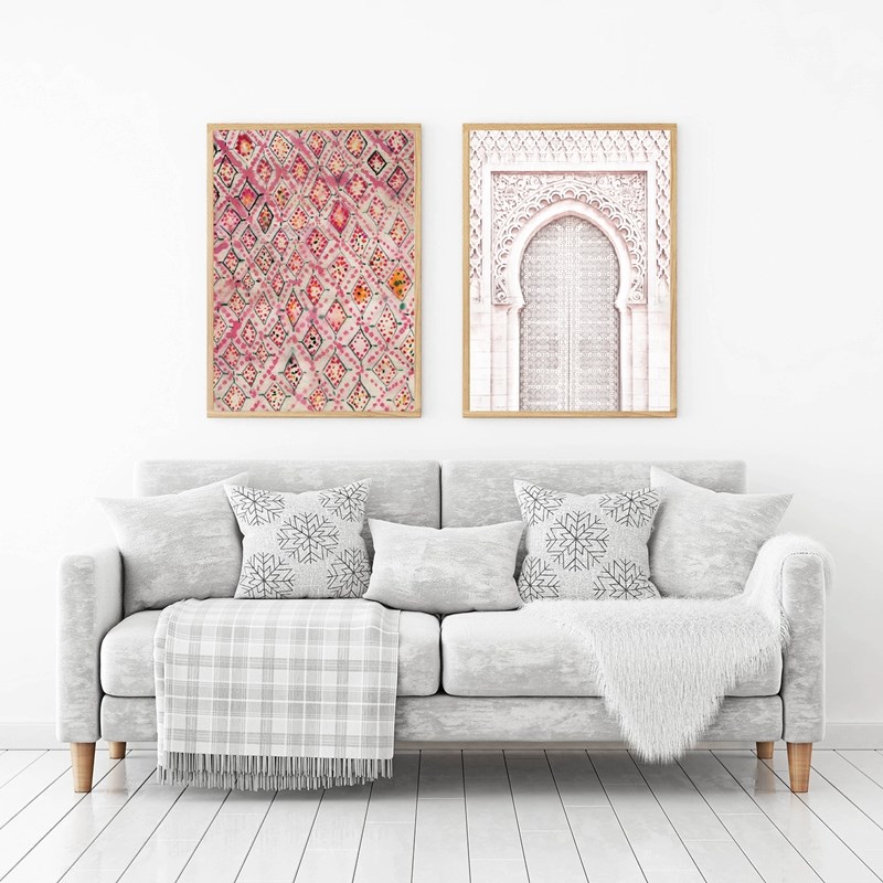 Vintage Pink Rug Art Prints Boho Wall Decor Eclectic Poster - 图2