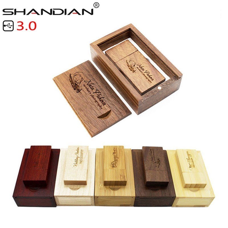 新品SHAN.IAN SB 3D0 Wooden usb with box SB flashT drive pen - 图2