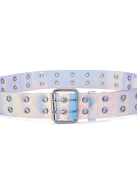 现货2021 Two Row PVC Clear Beylt For Women Fashion Pin Buckl