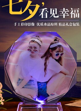 摆台水晶球摆件创意生日礼物相片制作旋转影像diy照片个性定制