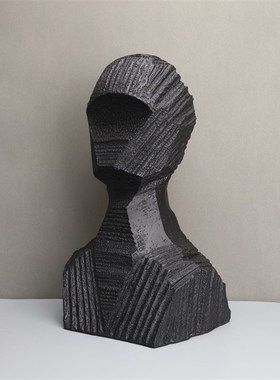 北欧树脂黑色无脸雕塑样板房售楼部卧室书房客厅餐厅桌面饰品摆件