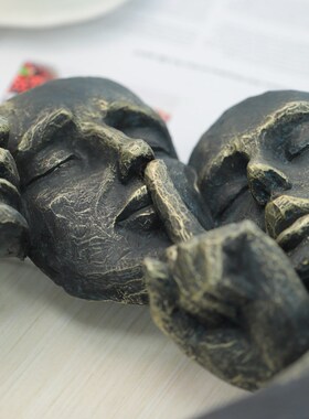 创意三不人脸面具树脂摆件沉默是金办公室家居装饰摆件树脂工艺品