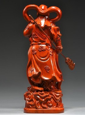 花梨木雕伽蓝韦陀佛像摆件韦驮关公伽蓝菩萨左右护法关公寺庙佛像