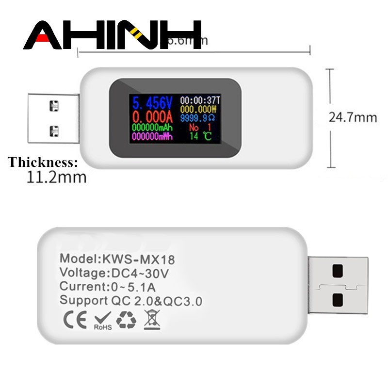 KWS MX18 10 in 1 DC USB Tester Current 4 30V Voltage Meter - 图0