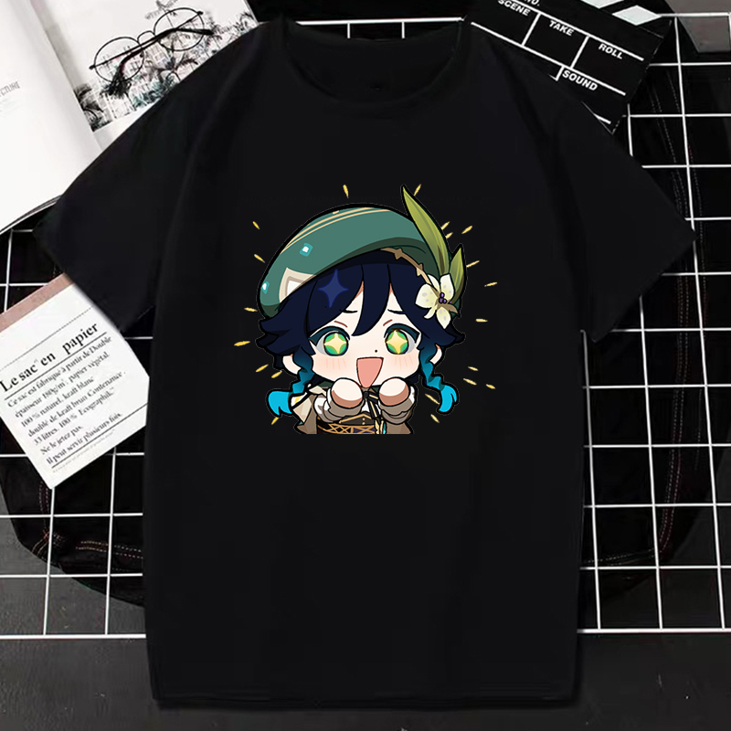 速发Kawaii Barbatos Cartoon Graphic T shirts for Gilr Genshi-图0