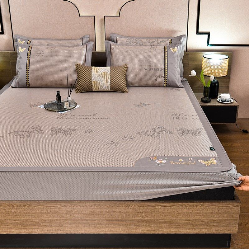 夏季冰丝凉席藤席床笠款三件套空调房软席子防滑床罩1.5米1.8m床,淘宝优惠券,粉丝福利购,淘宝优惠卷