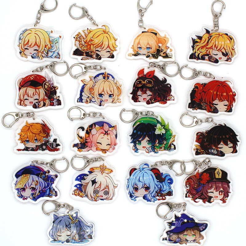 速发Anime Keychain Genshin Impact Flutter Venti Hutao Zhongl - 图2