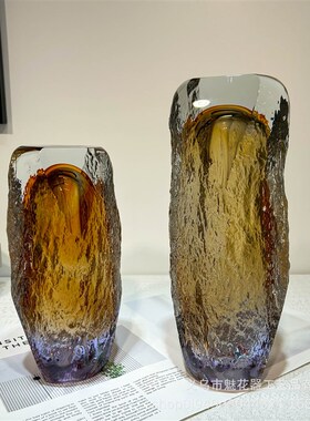 轻奢极简现代圆玻璃花瓶卫浴床头柜插花花艺小花瓶套装会议洽谈桌